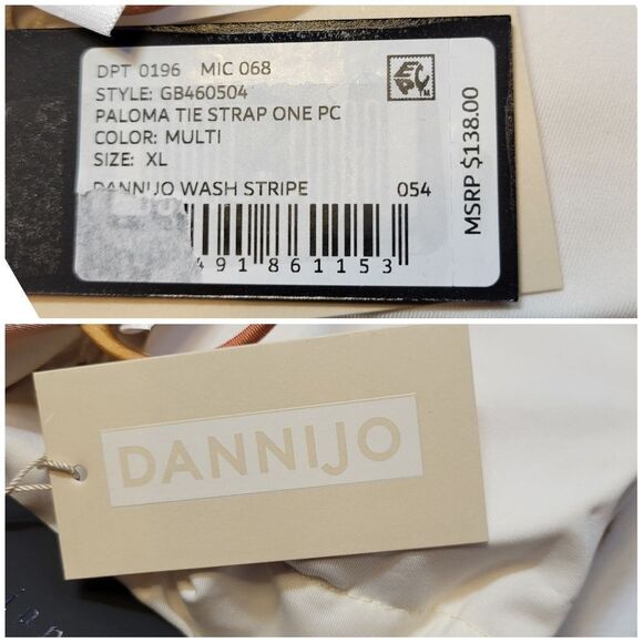 Gianni Bini x DANNIJO Paloma Ombre Tie Strap One Piece Swimsuit Rainbow Stripe - Picture 15 of 15